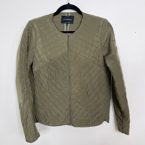 Lucky Brand Quilted Liner Jacket Olive Green Small S Full Zip Lightweight Womens - Picture 3 of 13